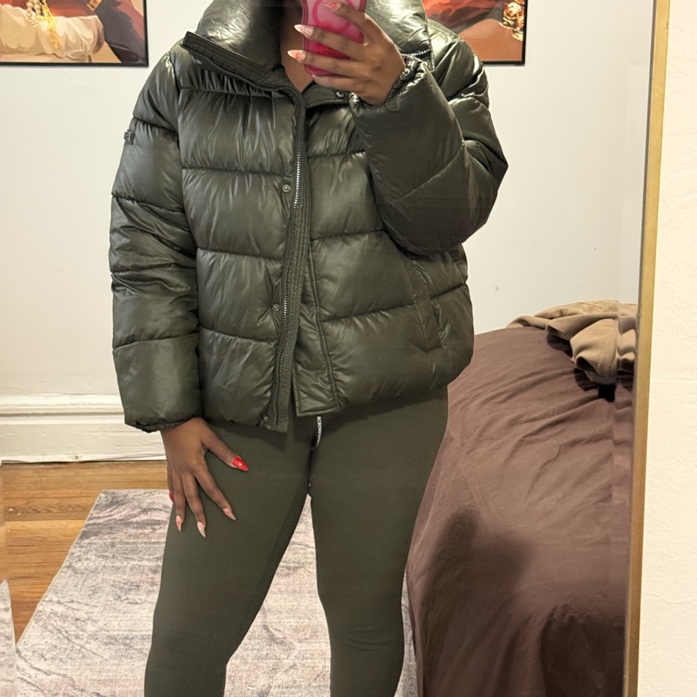 BCBGMaxAzria Dark Green Puffer Jacket